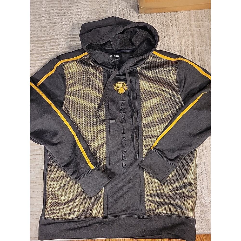 FISLL New York Knicks Hoodie Sweatshirt Mens Size Large Gold Pullover Basketball